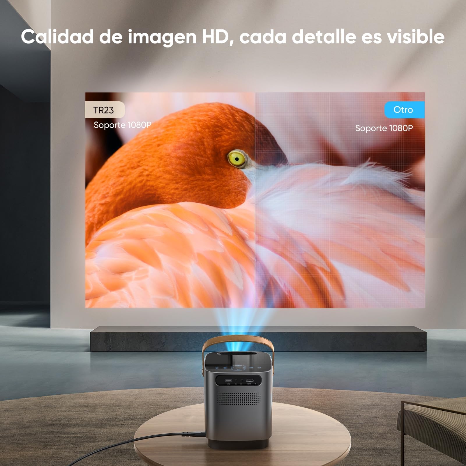 Proiettore Portatile 25000 Lumen Videoproiettore WiFi Bluetooth Supporto Full HD 1080P, TOPTRO Mini Proiettore Home Cinema per Smartphone/TV Stick/HDMI/USB/Outdoor con Zoom