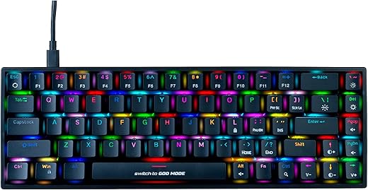 Cosmic Byte CB-GK-31 Artemis 68Key Per Key RGB Wired Mechanical Keyboard, Upgraded with Swappable Outemu Red Switches and Software (Black)