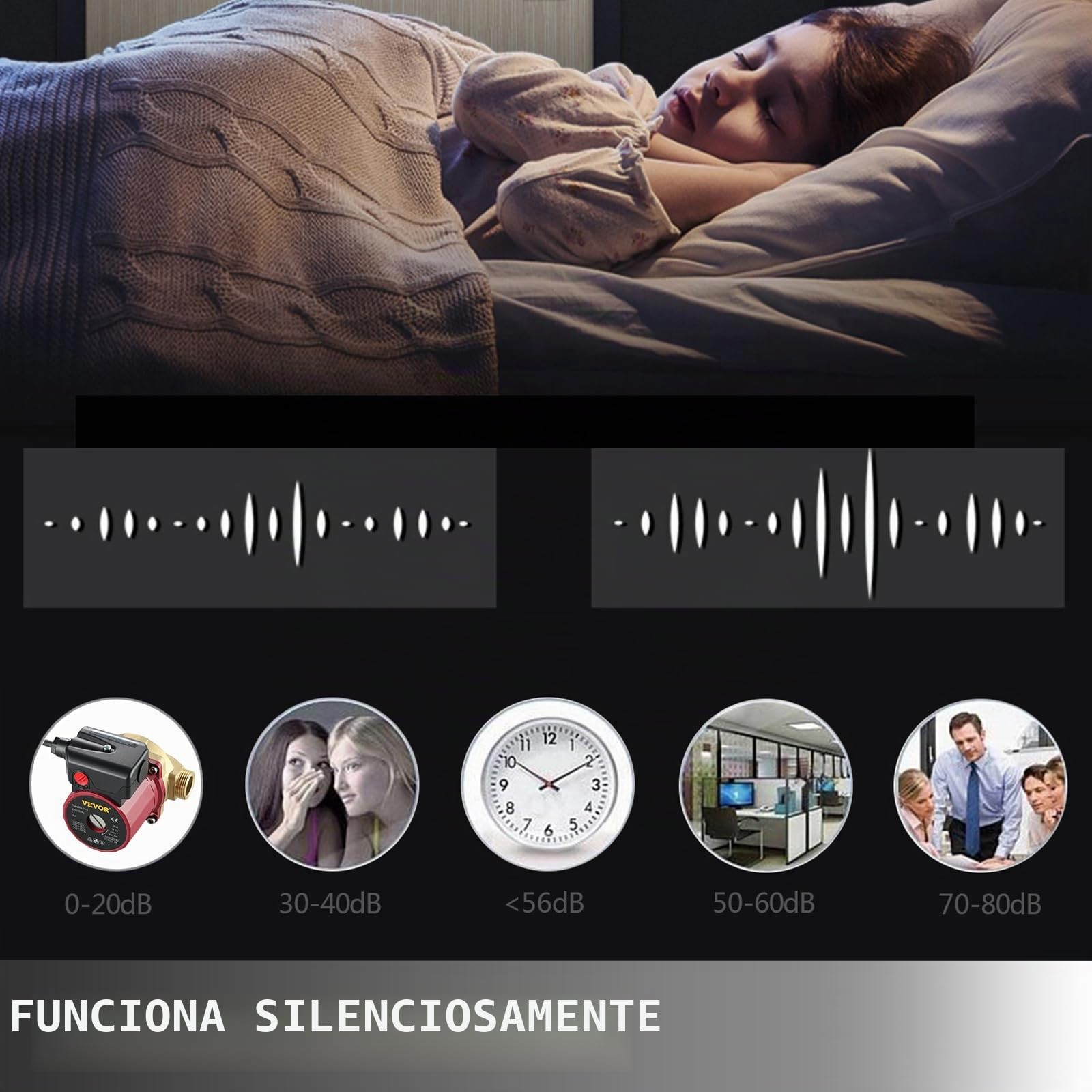 SucceBuy Bomba Booster silenciosa Bomba de Agua Booster doméstico con Flujo máximo 50 L/min Altura 6 m Carcasa de la Bomba de Hierro Fundido Cabezal