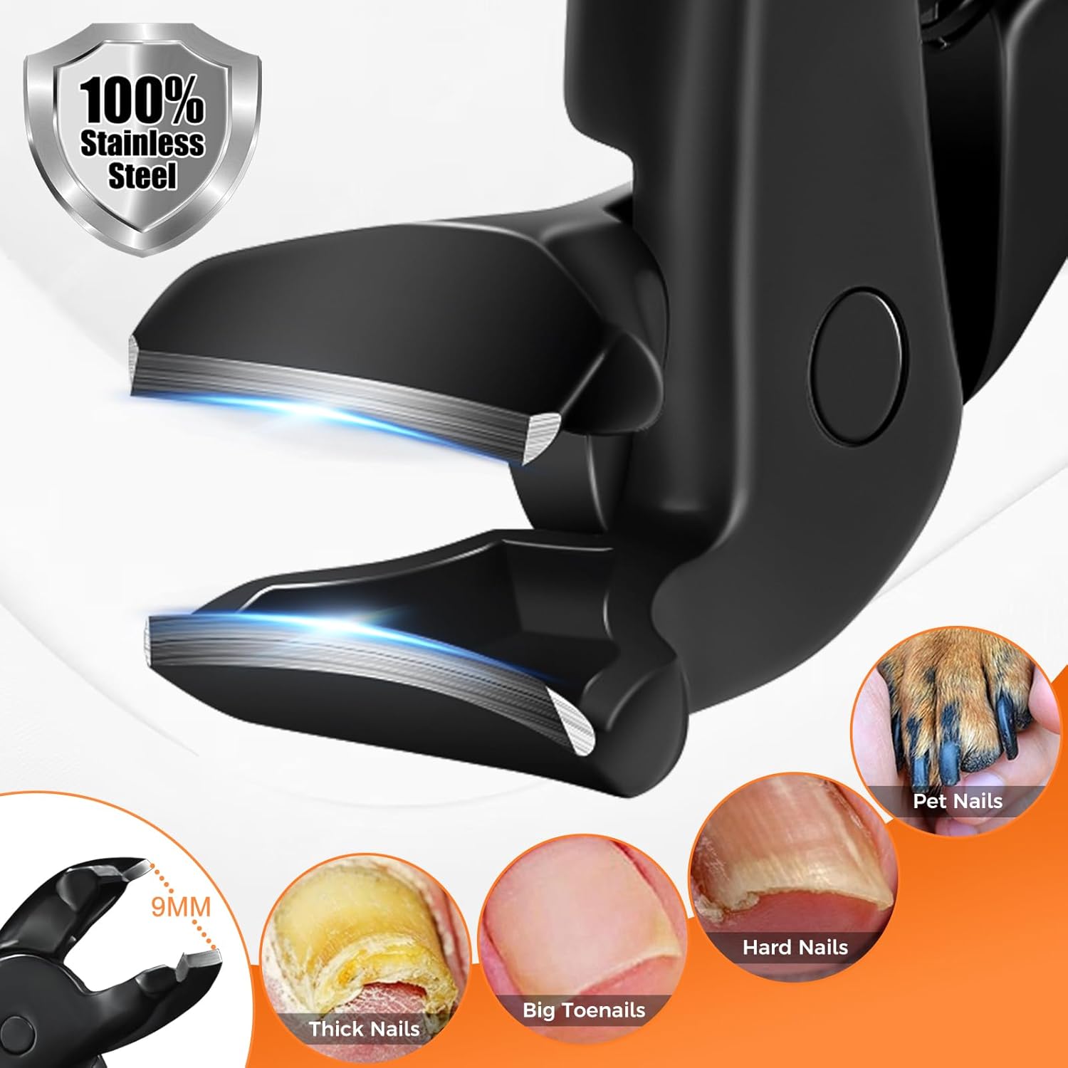 DRMODE Toenail Clippers for Thick Toenails for Seniors, Upgraded Long Handled Angled Head Toe Nail Clippers for Men with Catcher, Wide Opening Fingernail Clipper Slanted Curved Ingrown Toenail Clipper