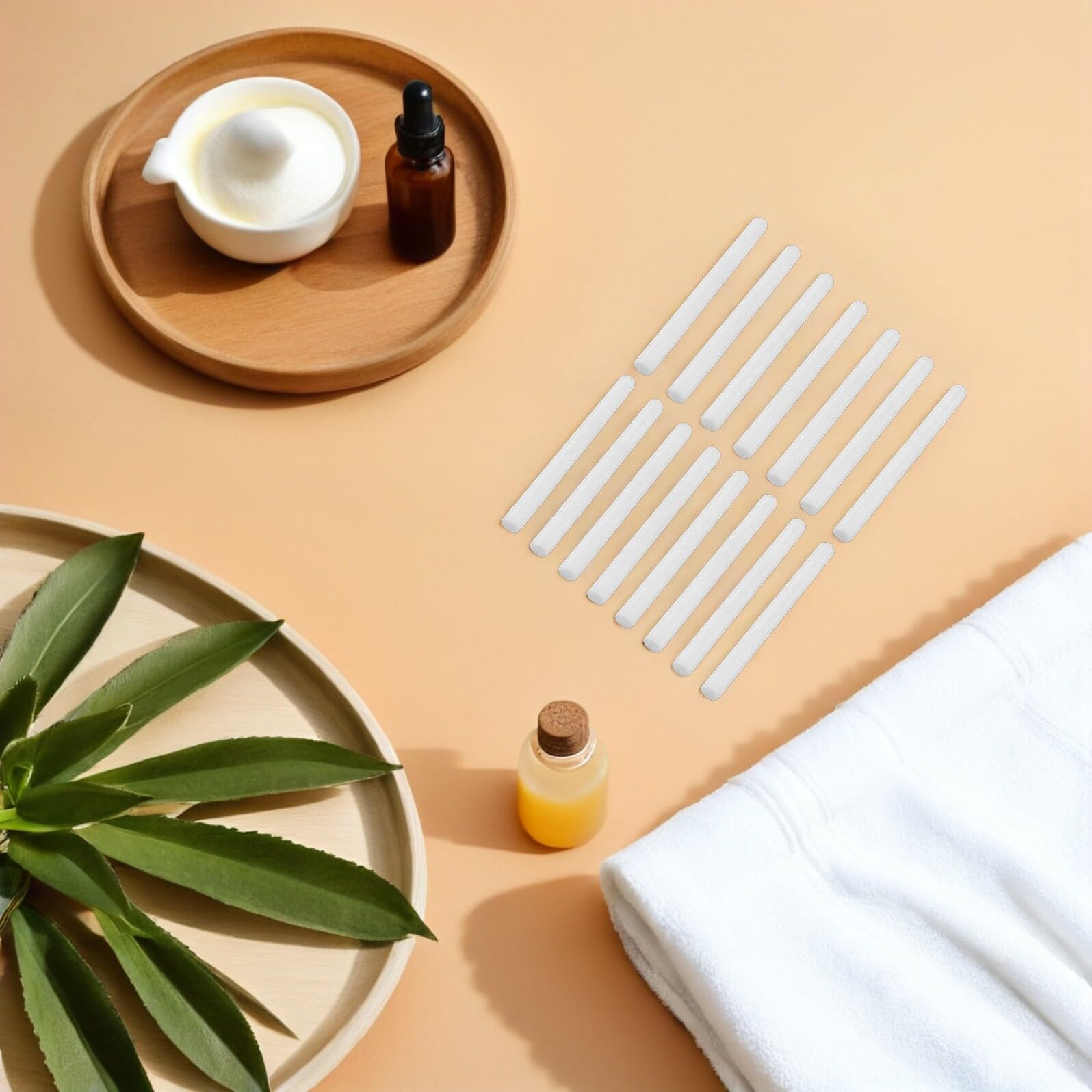 15 Bastoncillos de Algodón Rápida Absorción y Distribución de Olor Color Blanco para Difusor de Aroma Ideales para Cocina y Oficina