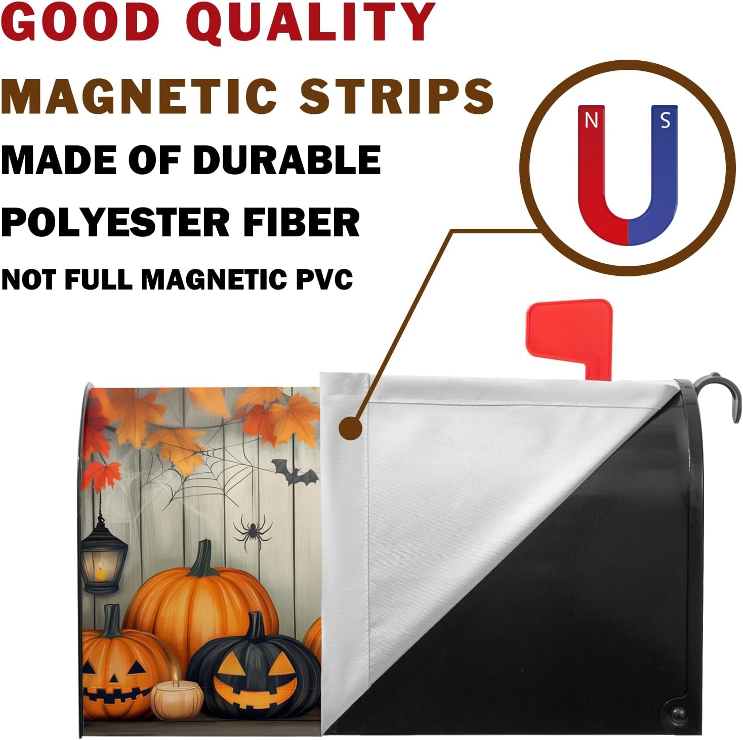 Halloween Mailbox Covers Magnetic Fall Spooky Pumpkin Mailbox Cover Standard Size 21 x 18 Inch Autumn Farmhouse Mail Box Wraps for Farmhouse Garden Yard Decor