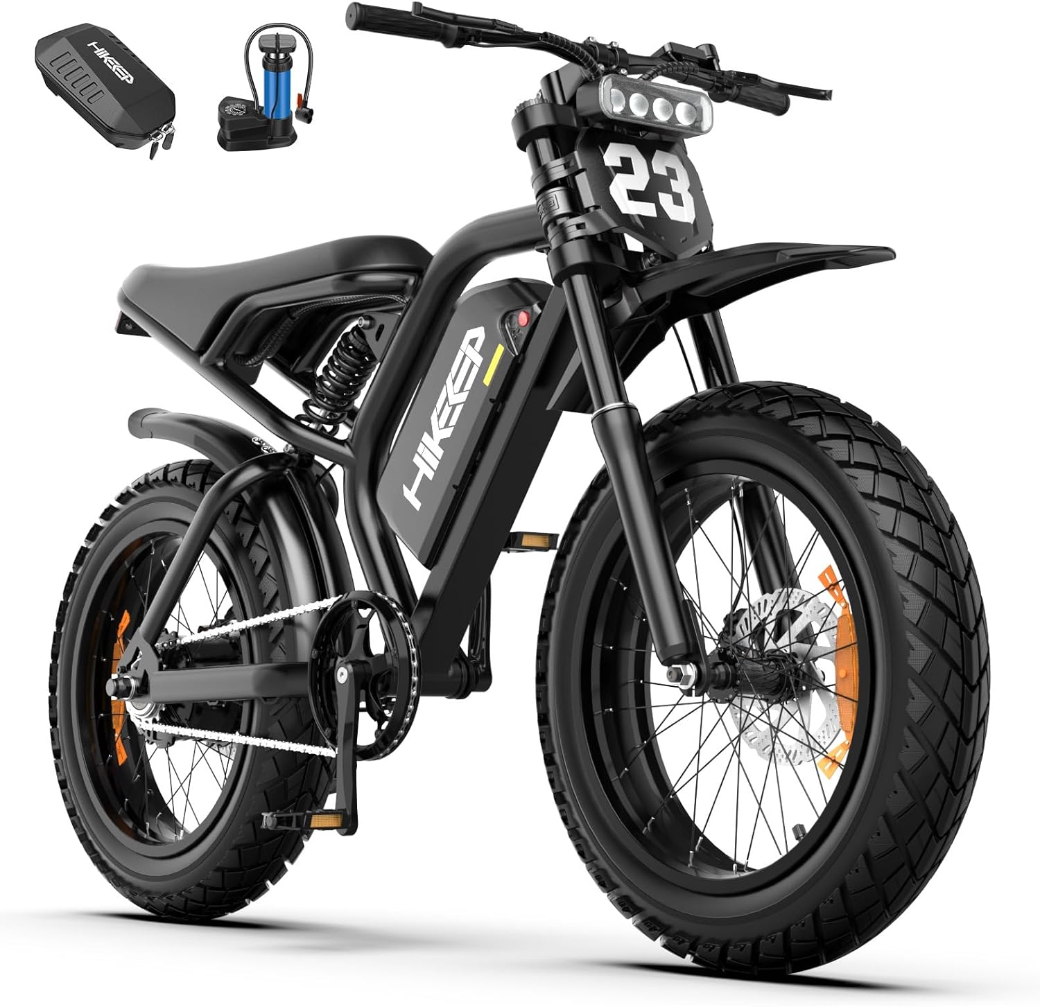 HiKeep Electric Dirt Bike for Adults - Peak 1500W/3000W Electric Bikes, 25-35MPH, 48V/52V/17.5AH/40AH Ebike, 16/20 Inch All-Terrain Fat Tire Electric Motorcycle, Safety Tested to UL 2849