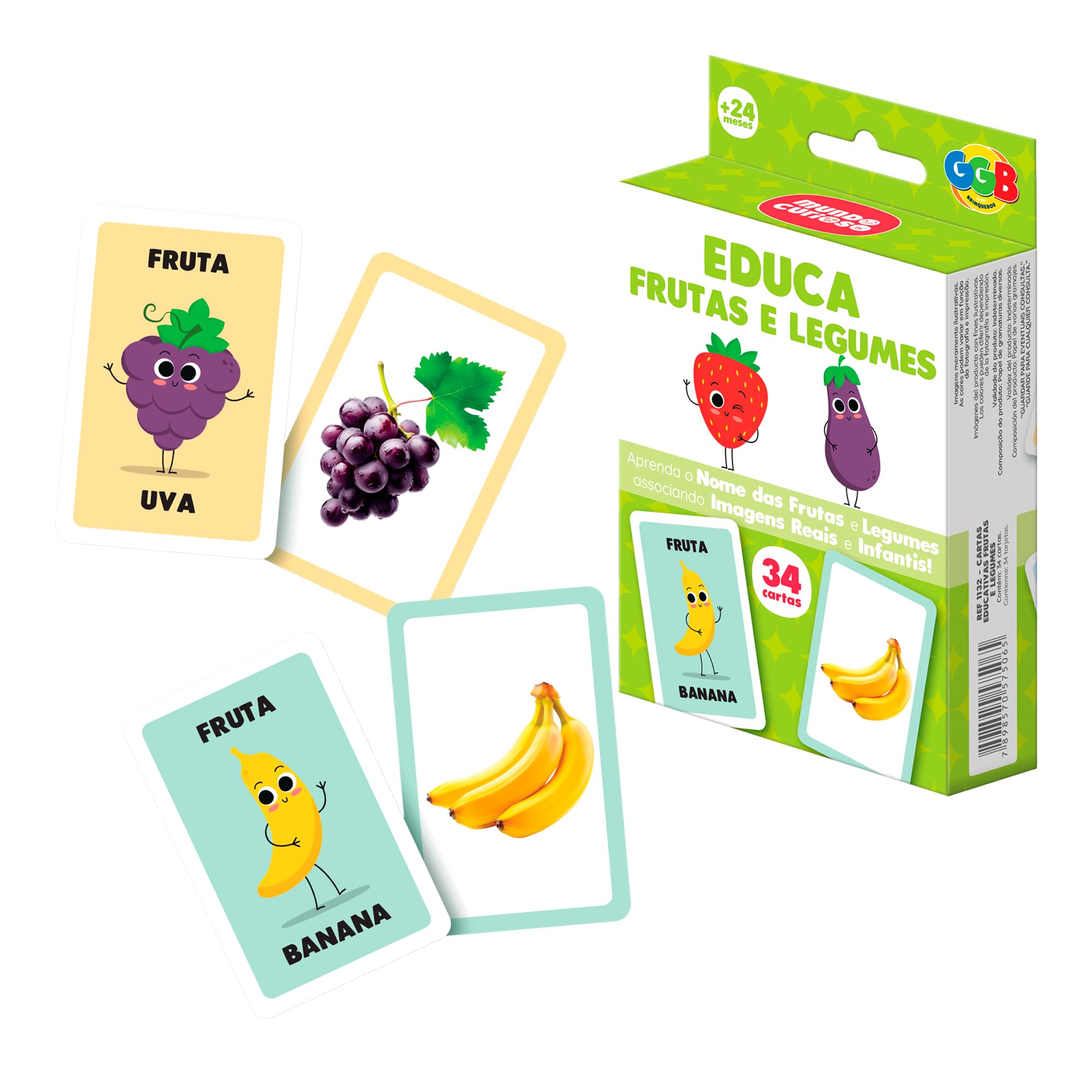 Cartas Educa Frutas e Legumes 34 Cards Grandes GGB Plast | Amazon