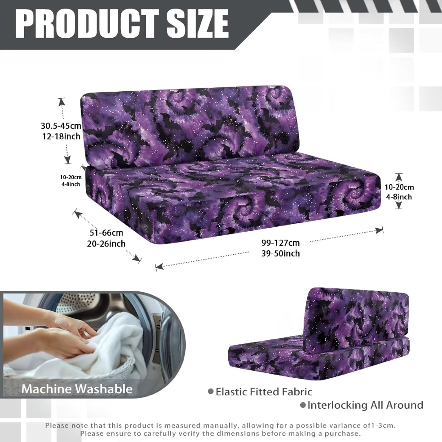 Purple Tie Dye RV Dinette Cushion Covers Stretch Camper Cushions Cover Replacement Halloween Decor Loveseat Slipcovers for Travel Trailer Sofa Couch Includes 2 Backrest & 2 Bench Cover