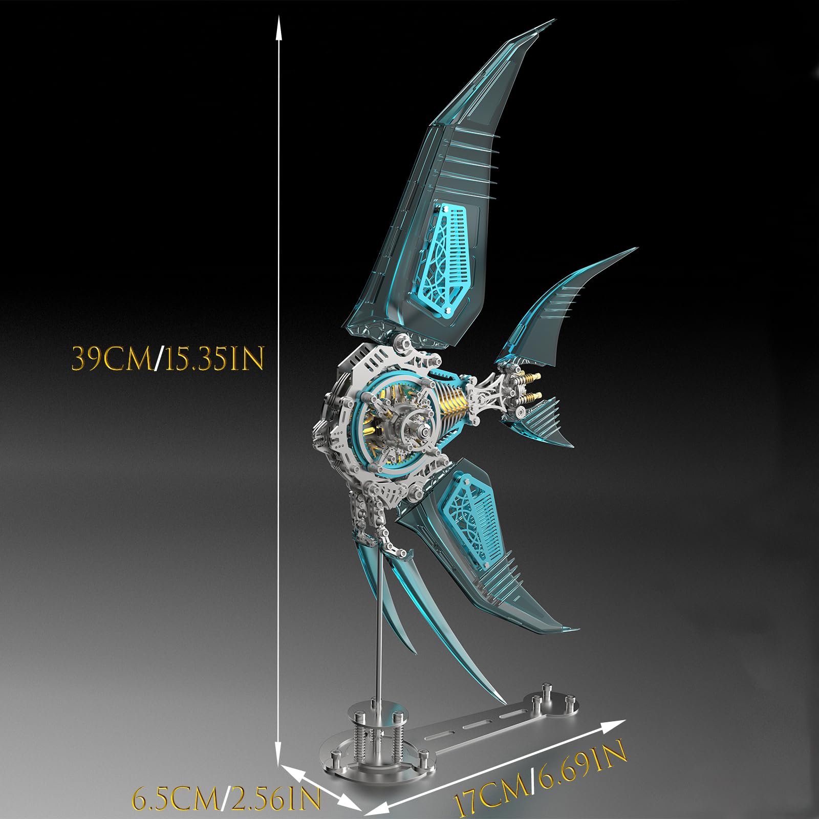 Metalkitor Metalowe puzzle 3D dla dorosłych - zestaw modelowy skalary z magnetycznymi światłami sterującymi, steampunk, ozdoba DIY, montaż łamigłówki, 529 szt., niebieskie