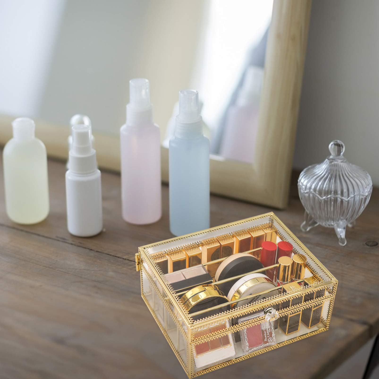 Kosmetik Aufbewahrungsbox aus Glas mit Deckel für Make Up