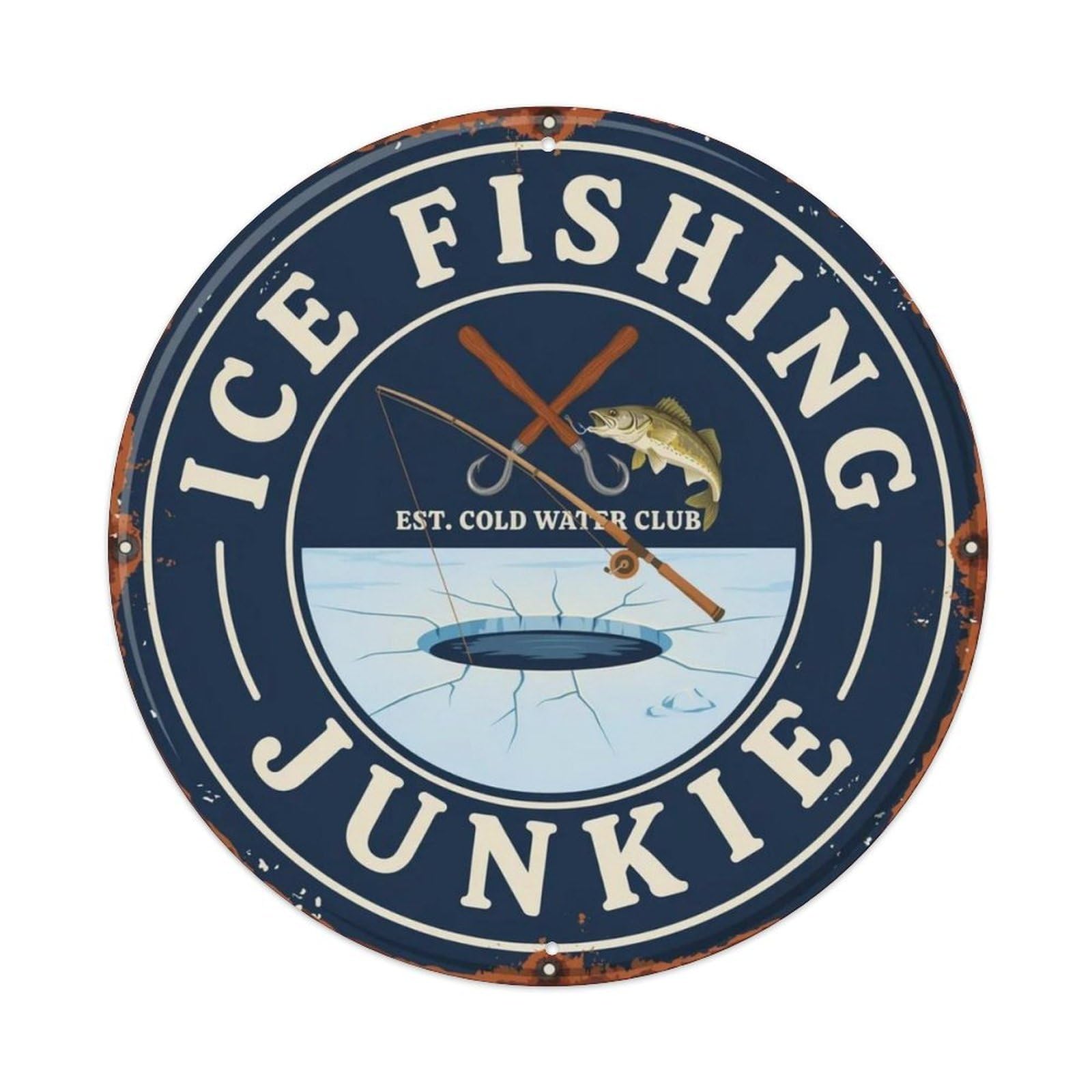 Ice Fishing Junkie Metal Tin Sign Plaque