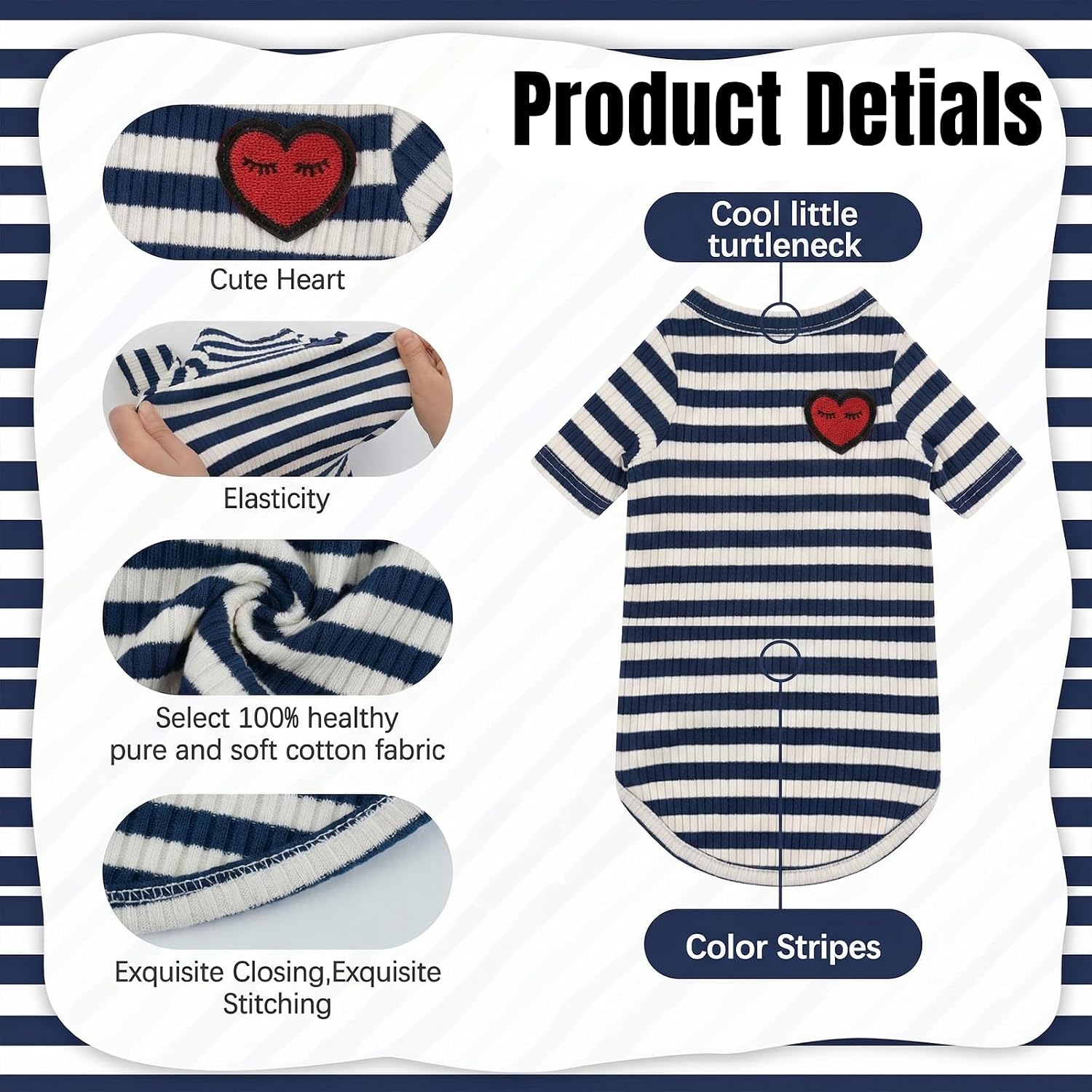 DENTRUN Hairless Cats Shirt Breathable Cat Daily Wear Clothes Stripe Vest Adorable Pajamas Jumpsuit Soft & Skin-Friendly