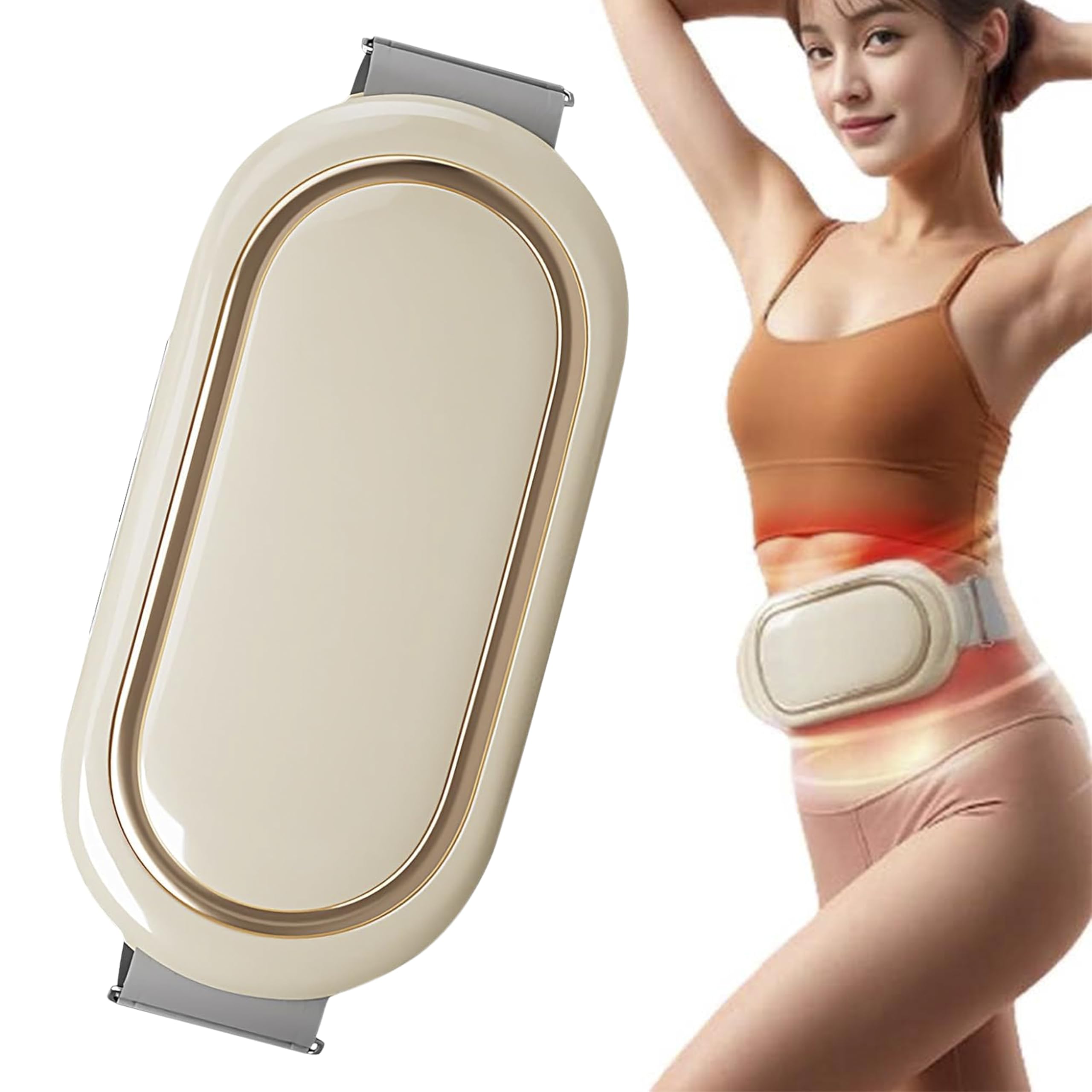 BUEAEW Rechargeable Lazy Abdominal Slimming Machine, Tragbares Heizgürtel Wärmegürtel mit 3-Wärmestufen, 6 Modi & 9 Intensitäten, Elektrisch Kabellose Schlankheitsgürtel,Bauchmassagegerät