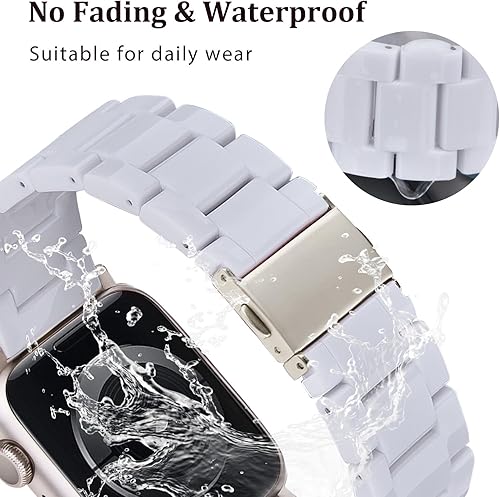 Miniatura 4 de V-MORO - Correa de resina compatible con Apple Watch White-Starlight 1.49 pulgadas