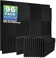 Vista 13 de Paquete de 56 paneles de espuma acústica, 12 x 12 x 2 pulgadas, paneles de espuma a prueba de sonido para paredes, pirámide, insonorización, espuma