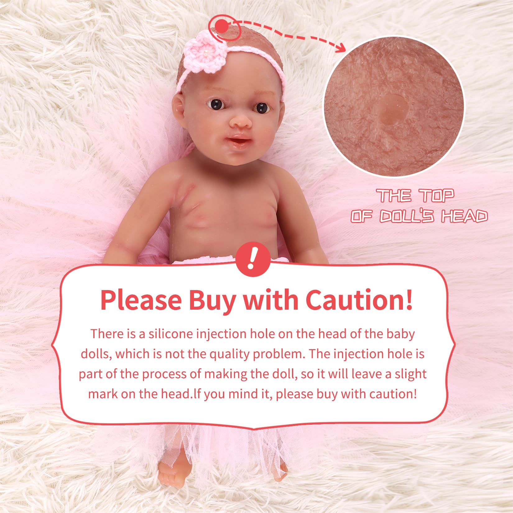 Realistische Silikon Reborn Babypuppe 43cm 2,9kg Lebensechte Gemischt Ethnien Afroamerikanisch Neugeboren Mädchen mit Geöffneten Augen (kein Vinyl) Baby Girl Emotionspuppe für Paare, Schwarz
