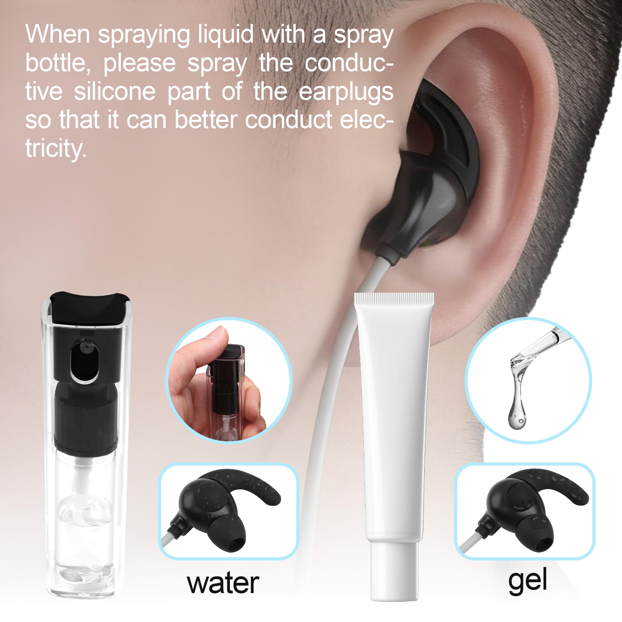 Vagus Nerve Stimulation Plug d'oreille vers connecteur avec flacon pulvérisateur et 2 embouts d'oreille remplaçables