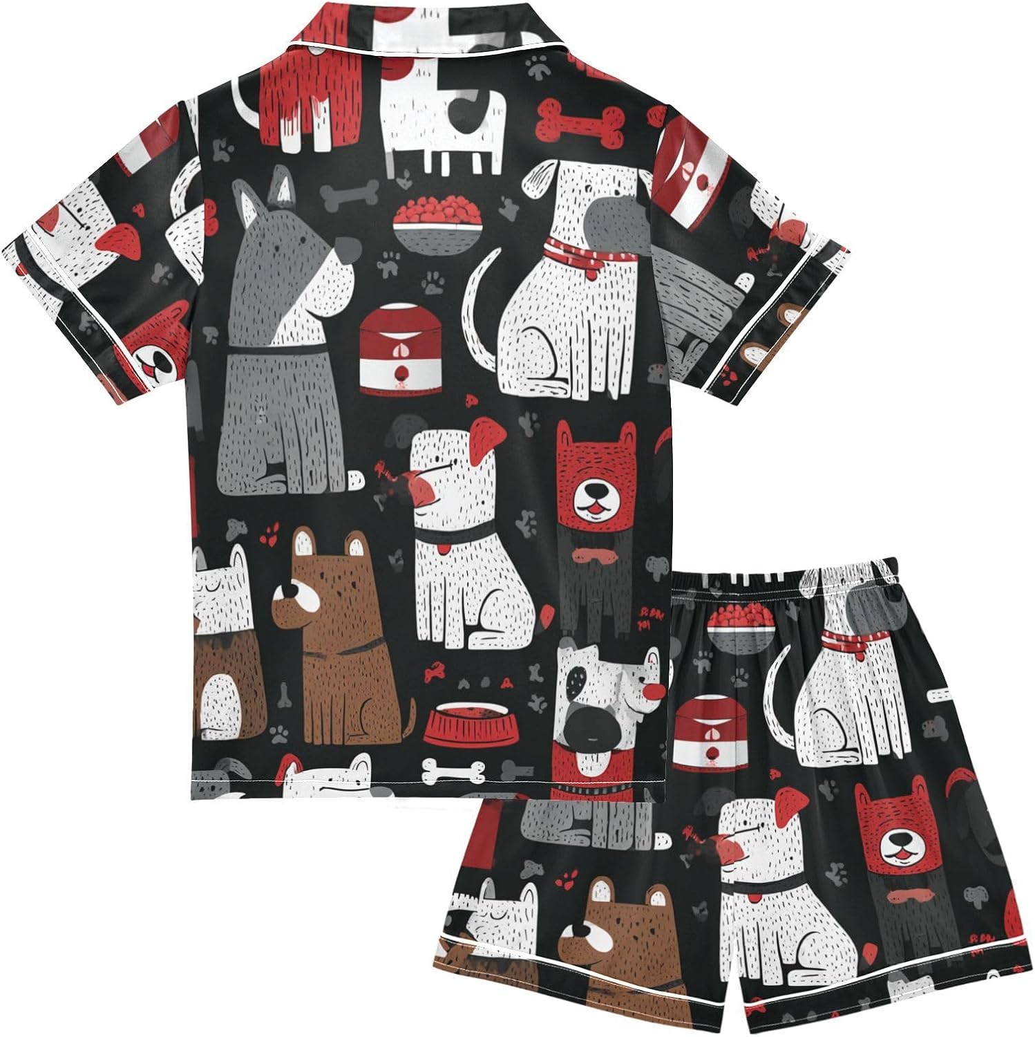 Boys 2 Piecing Short Sleeve Pj Cotton Pj for Youth Sleepwear 5-6Y Cute Cartoon Dogs Christmas