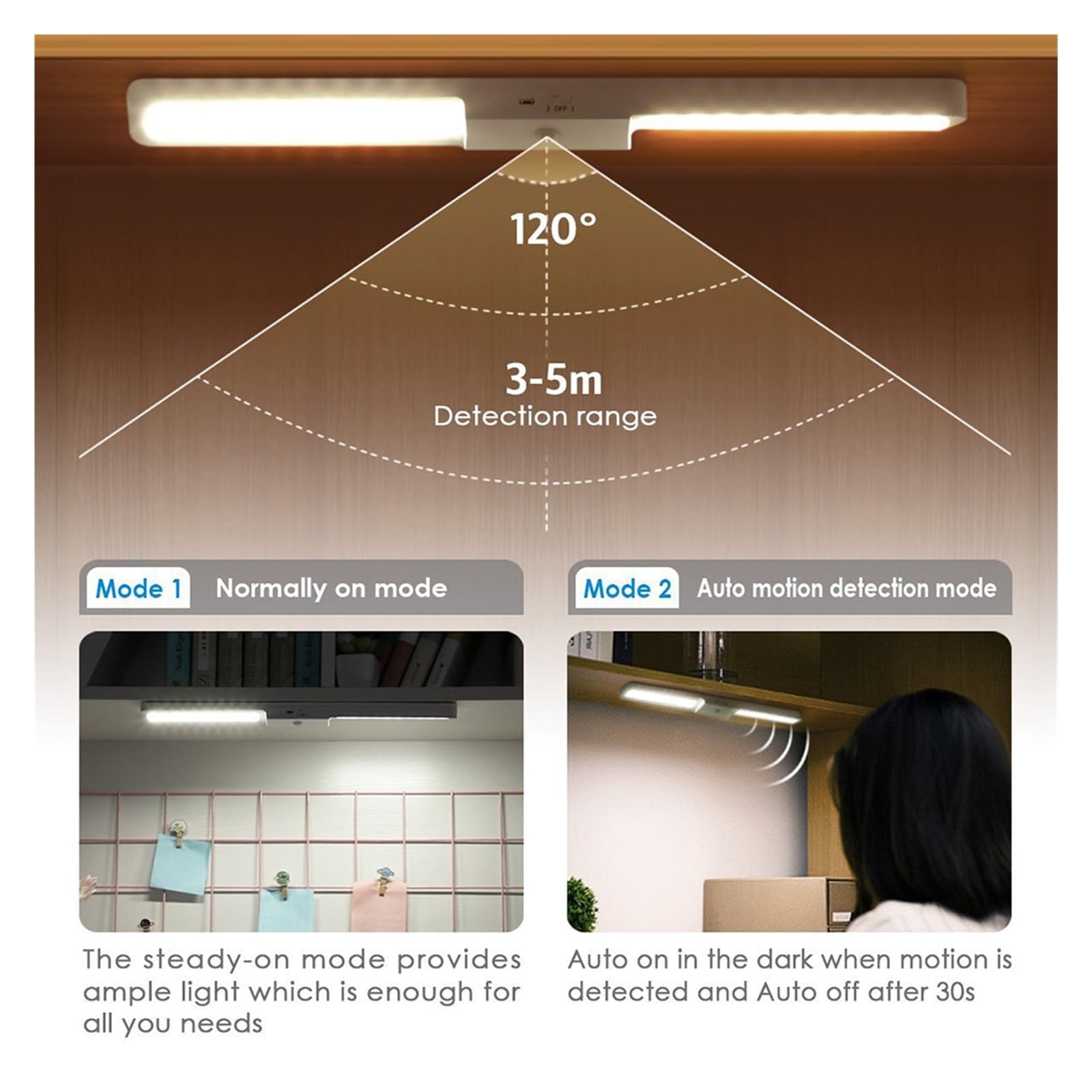 Luz LED De Inducción For Armario, Sensor Movimiento, Dormitorio, Cocina, Iluminación For, Cinta Magnética Recargable, 40CM, 20LED Detector De Movimiento