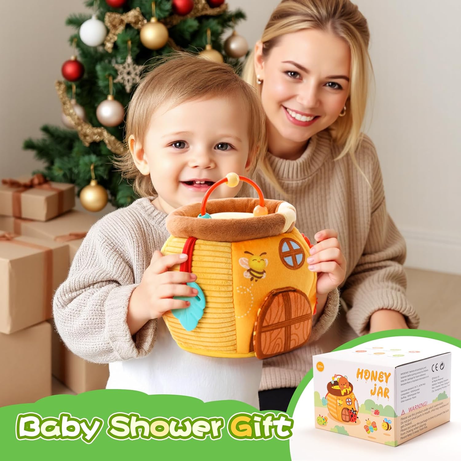 Koty Baby Toys 0-6 Months,Bee House Sensory Toy, Interactive Plush Beehive wtih rattles, queaker, Mirror, Busy Montessori Soft Toys for Toddlers 0-3,Development Toy for Infants 6-12 Months - Image 6