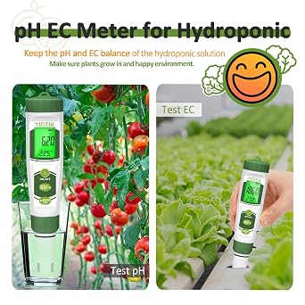 YINMIK Hydroponics pH Meter 4 in 1 ppm Tester for Drinking Water