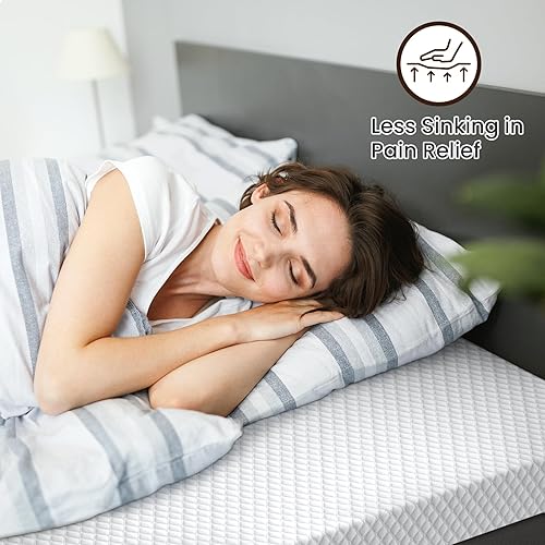 Miniatura 4 de UniPon Cubrecolchón firme de 3 pulgadas, tamaño individual, con infusión de gel, ventilado, para aliviar el dolor de espalda, cubrecolchón de espuma