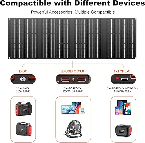 Miniatura 6 de Generador solar de 300 W, estación de energía portátil con panel solar plegable de 40 W, gran banco de energía con salida de CA, multipuerto con