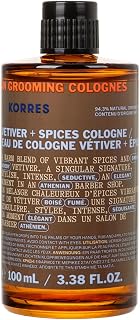 KORRES ATHENIAN GROOMING Eau de colonia con vetiver y notas picantes, fragancia cálida y amaderada para hombres, sin silicona ni parabenos, vegano, 100ml