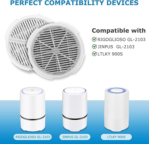 Miniatura 2 de GL2103 Filtro de repuesto HEPA verdadero para RIGOGLIOSO GL2103, JINPUS GL-2103, LTLKY 900S purificador de aire, filtros HEPA 2 en 1 y filtros de