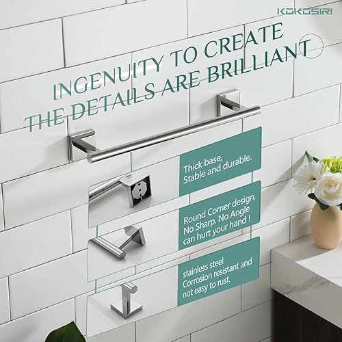 Vista 72 de KOKOSIRI Toallero de 16 pulgadas para baño, cocina, inodoro, acero inoxidable de níquel cepillado B4005BR-L16