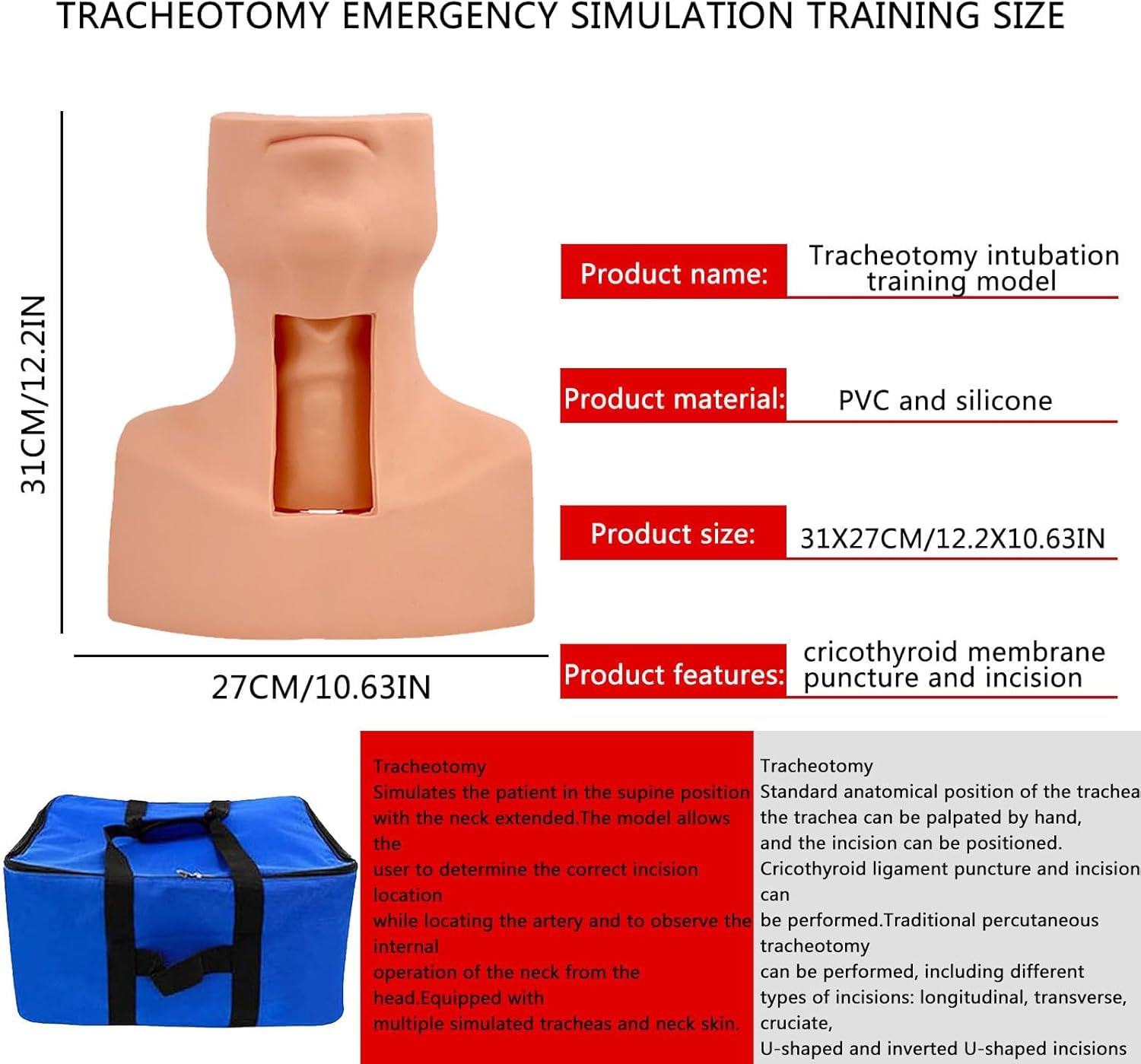 Model praktyczny manekina, nakłucie błony tarczycowej i model rurki tracheostomijnej, model symulacji tracheostomii krotyrekotomii dla szpitali, szkół, centrum badawczego