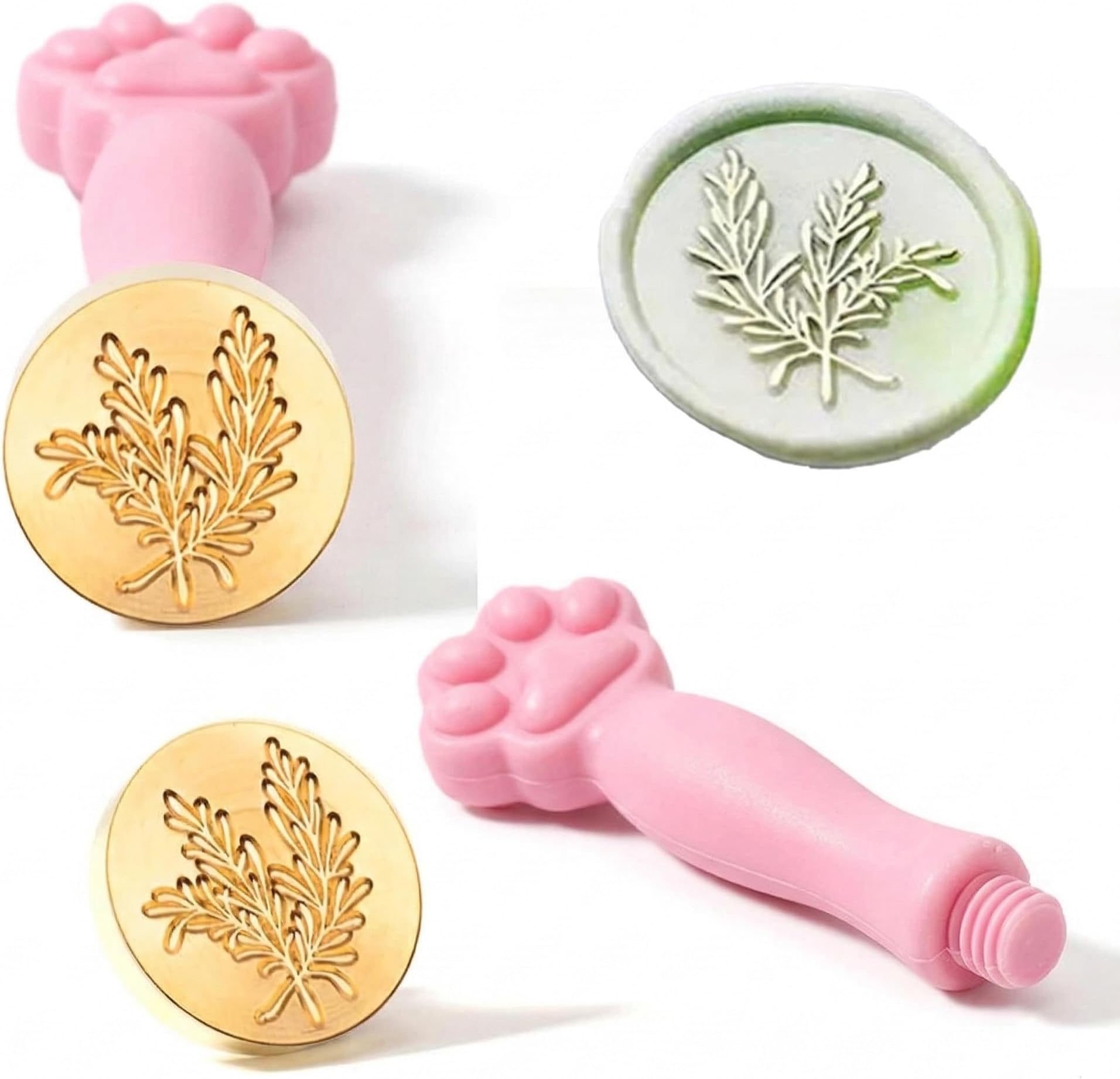 - Curated Cart Wax Seal Stamp Kit - Leaf Design with Handle and Brass Head for Packing Gift Box | Perfect for Envelopes, Letters, Cards, Wedding Invitations