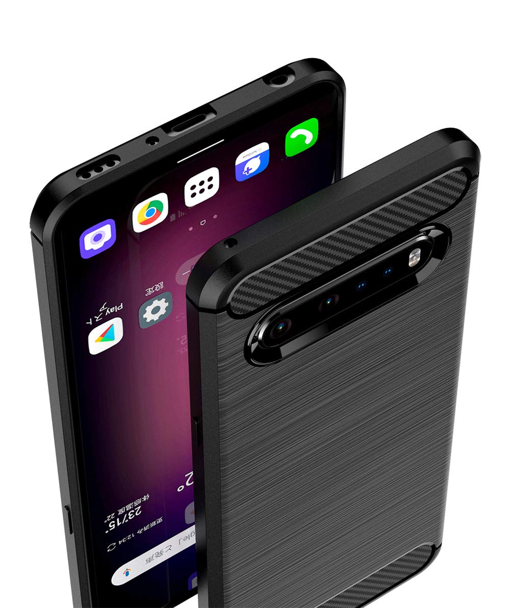 Amazon.co.jp: LG V60 ThinQ 5G ケース - L-51A 衝撃吸収 カーボン