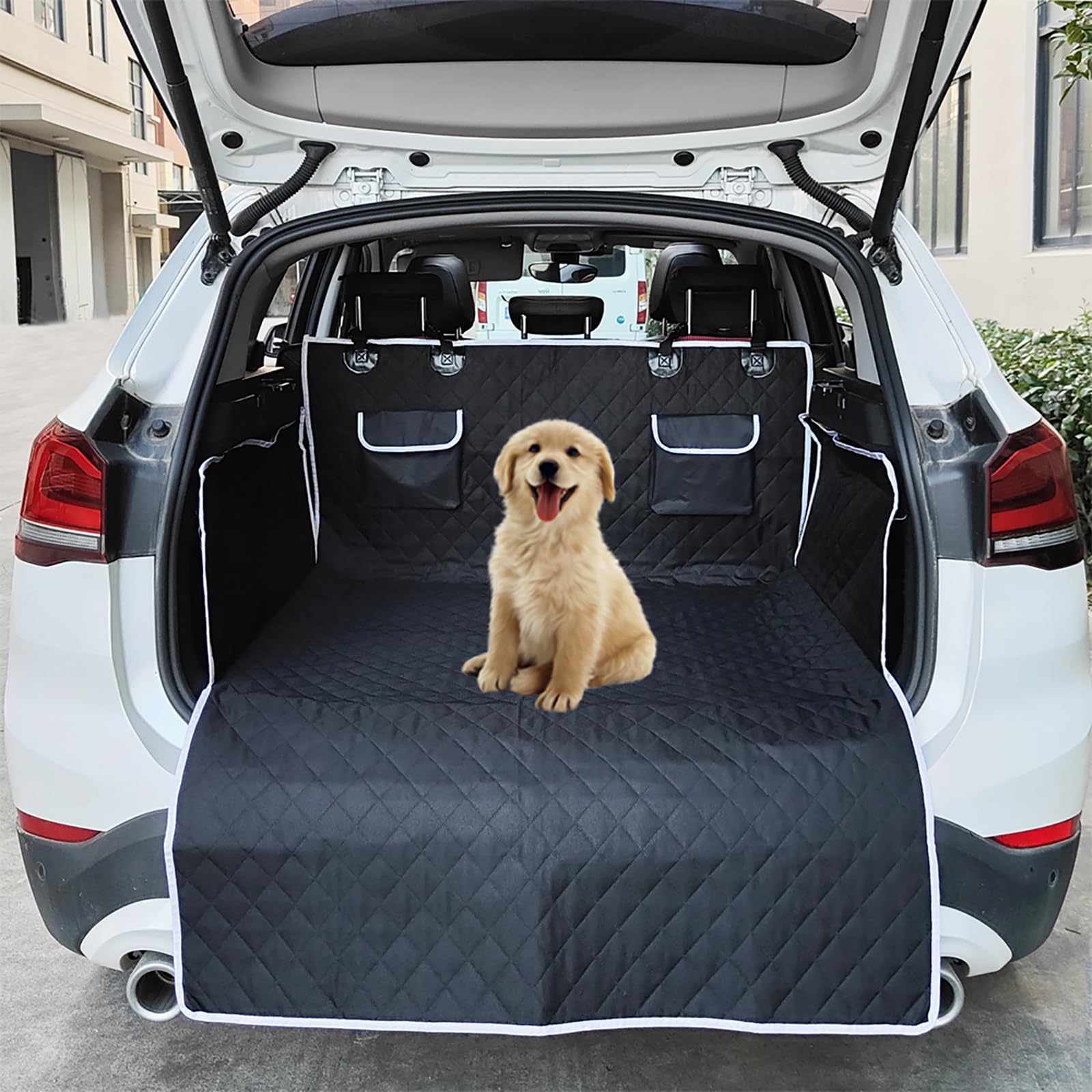 SUV Boot Protector for Dogs for Brabus 700/730 2019-2026, Waterproof and Scratch-Resistant Pet Trunk Protector, Non-slip Pet Cargo Liner for Travel & Everyday Use,B Black+White