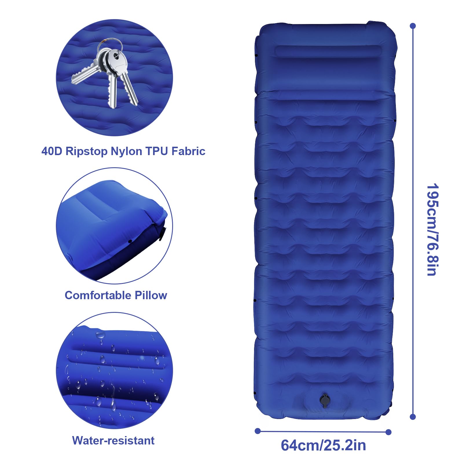 Isomatte Selbstaufblasend mit Fußpresse Pumpe, 12cm Verdicken Isomatte Camping, Ultraleicht Luftmatratze Kleines Packmaß, Aufblasbare Matratze Campingmatte Schlafmatte für Outdoor Camping