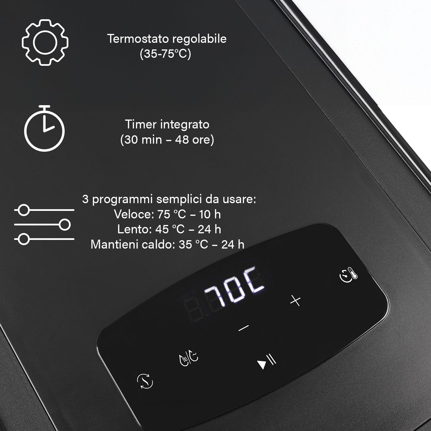 Princess Food Dehydrator con 6 Vassoi in Acciaio Inox, Temperatura Regolabile, Display Touch, Timer fino a 48 Ore, 550 W, 01.112398.01.001