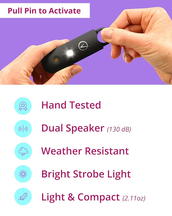 Vantamo Personal Alarm for Self Defense with Low Battery Notice, Strobe Light & Extra Loud 130 dB Double Speakers Safety Keychain Set for Women, Rechargeable Panic Button for Womens Self Defense by Vantamo - Image 6