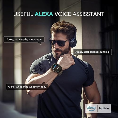 Miniatura 3 de SKG Reloj inteligente para mujeres y hombres (respuestahacer llamadas), Alexa integrado, correa extra negra, reloj inteligente IP68 para iPhone