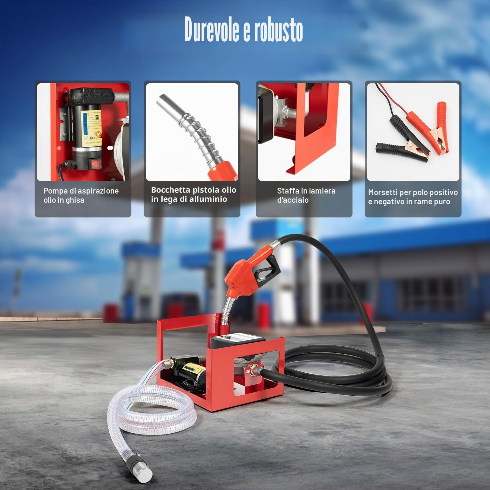 175 W Pompa Travaso Gasolio 12V Pompa Diesel, Con Tubo e Contatore, 50 L/Min Elettrice Liquidi Diesel Pompa Gasolio Professionale Per Auto, Camion, Autocisterne