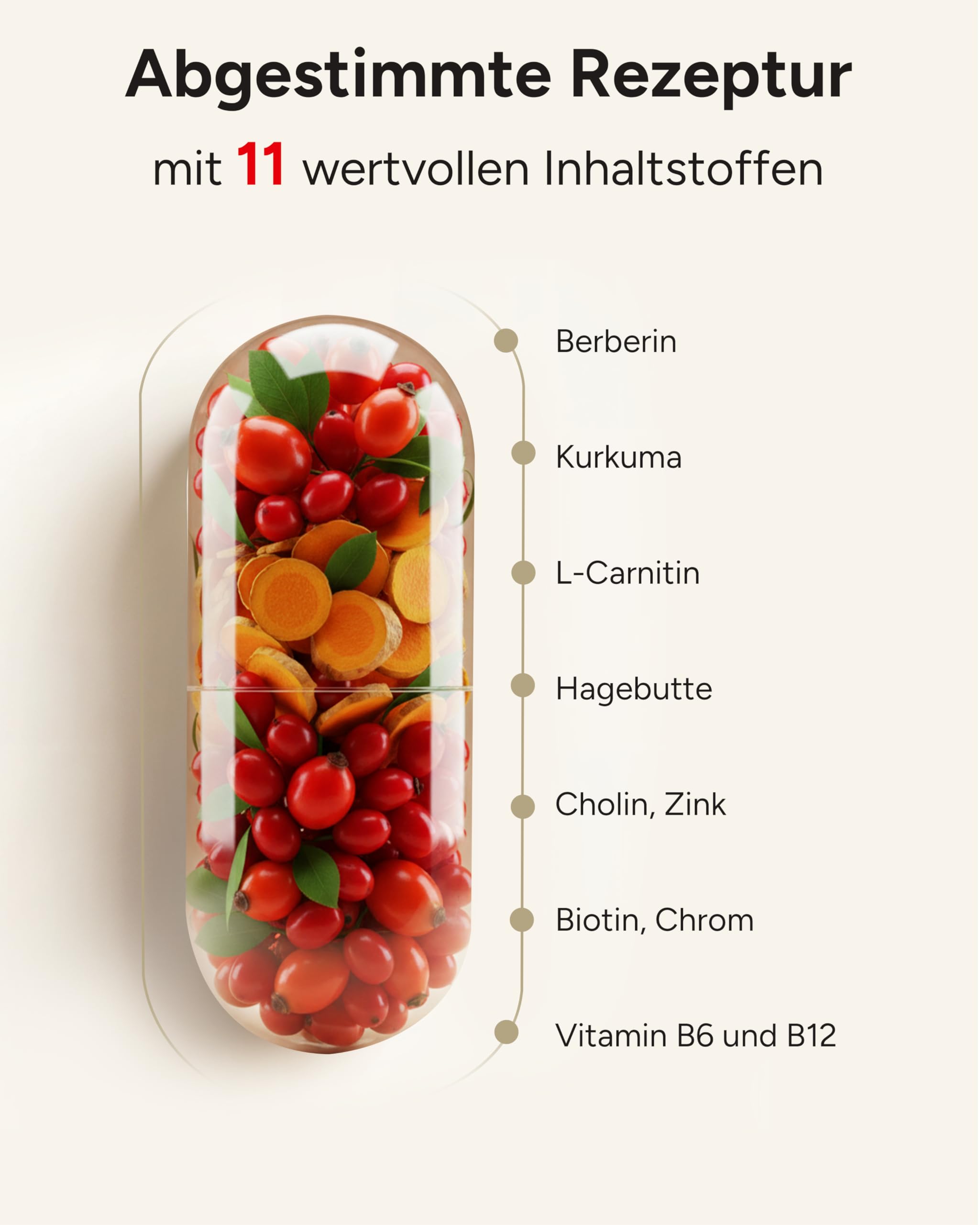 Berberin Kapseln als 11-fach Komplex – 180x Berberin 500mg Komplex mit Kurkuma – Berberine 500mg mit Cholin, L-Carnitin, Piperin, Vitamin C & B6-180 – Berberine Kapseln Hochdosiert - 3 Monatsvorrat