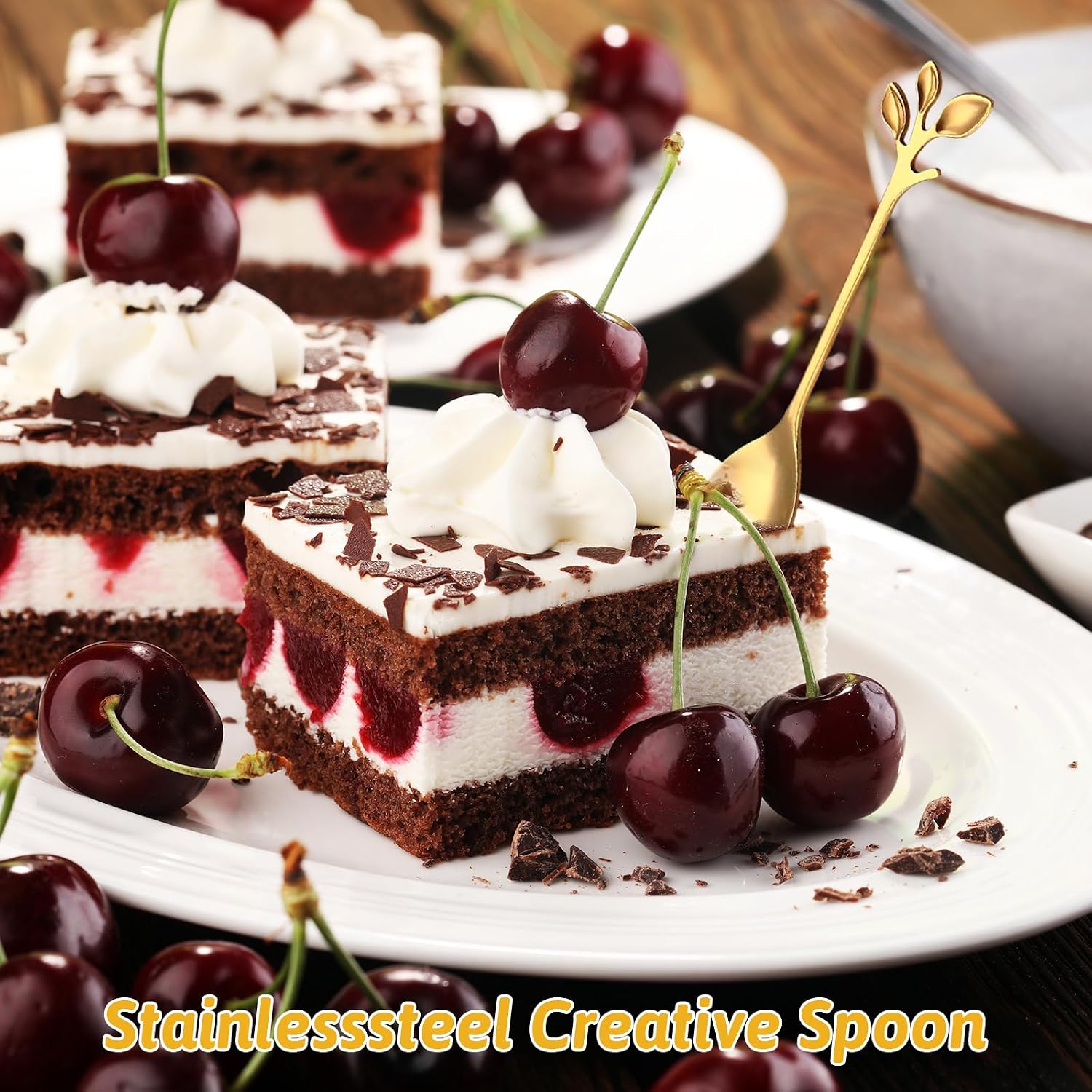 20 Pcs Dessert Spoons, 4.9" Elegant Silver Creative Leaf Mini Stainless Steel Espresso & Tableware Dessert Tea Coffee Spoons for Stirring Mixing Sugar, Ice Cream, Cake Coffee Tea (Gold)
