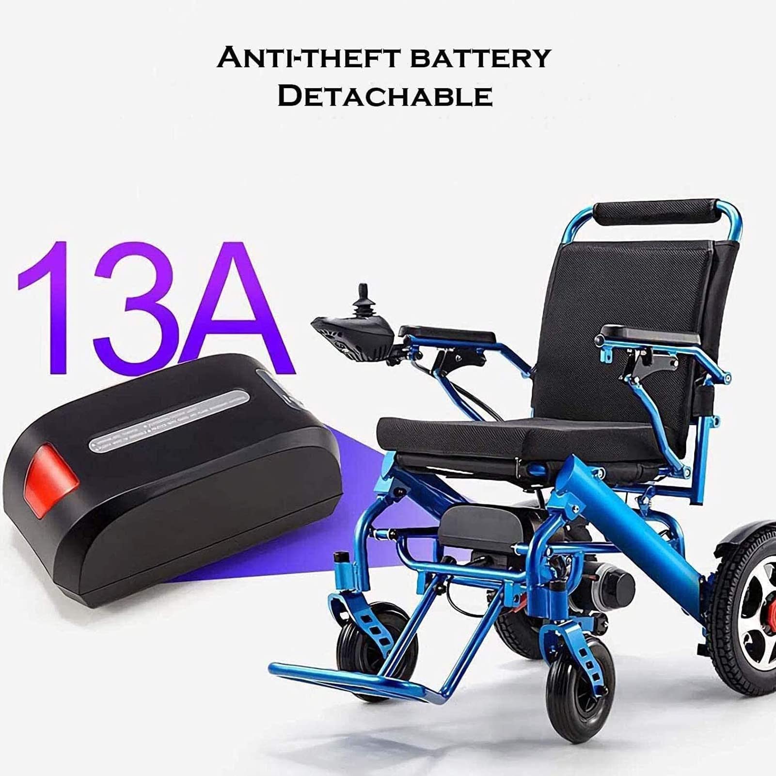 Sillas de ruedas eléctricas portátiles, scooters de movilidad motorizados Silla de ruedas ergonómica plegable ultraligera, ultraportátil, eléctrica, resistente a la intemperie, compac