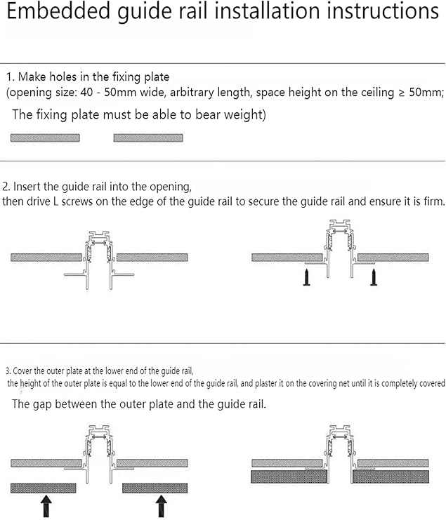 Recessed Magnetic Track, Rail for LED Track Lights Aluminium,Ceilin Plaster-in for Living Room,Bathroom,Kitchen, Study, Office, Store(200cm)
