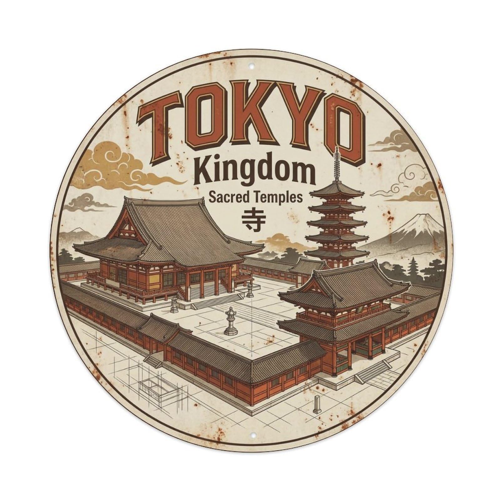 Vintage Travel Tokyo Japan Kingdom Vintage Metal Tin Sign Plaque Wall Decor for Cafe, Club Bar, Office, Garden Metal Poster 8x8Inch