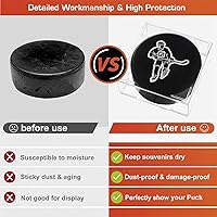 Vista 5 de Cajas de exhibición de disco de hockey cuadrado cubo, soporte de 6 unidades, cajas de exhibición transparentes de disco de hockey a presión de 2