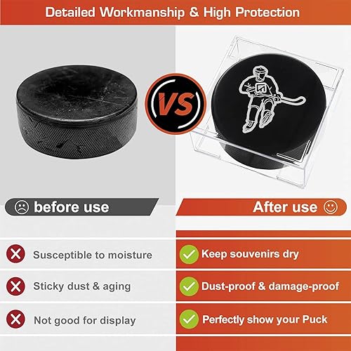 Miniatura 5 de Paquete de 4 vitrinas de béisbol  Soporte cuadrado de acrílico con protección UV, cajas de exhibición de béisbol de tamaño oficial, cubo de