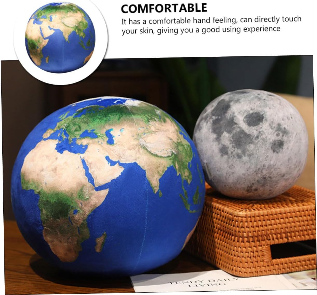 Soft Plush Earth Pattern Ball Throw Pillow Stuffed Cushion for Home Sofa Hotel Decor Detachable Cover Educational Globe Design