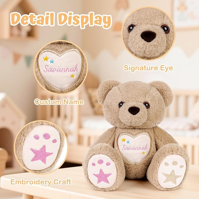 Oso de Peluche Personalizado con Nombre Bordado - 35 cm miniatura 5