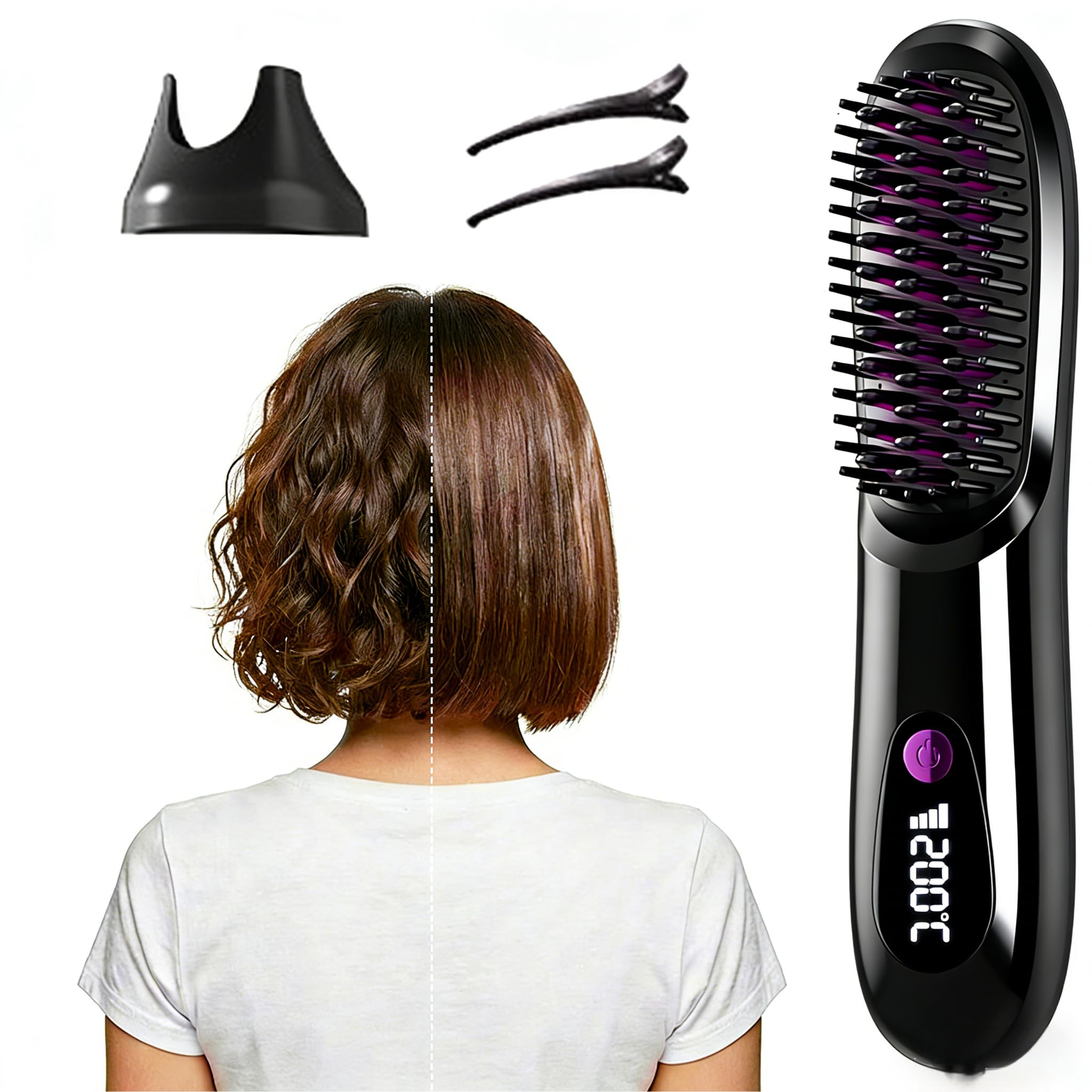 Cefryna Stylingbürste für kurze Haare - Kompakte Rundbürste für Pixie & Bob mit Volumen, kabellos & schonend in 2 Min. gestylt