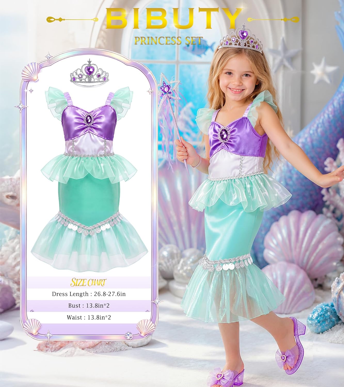 Princess Dress up Clothes for Girls Princess Dresses Costumes for Girls 3-8