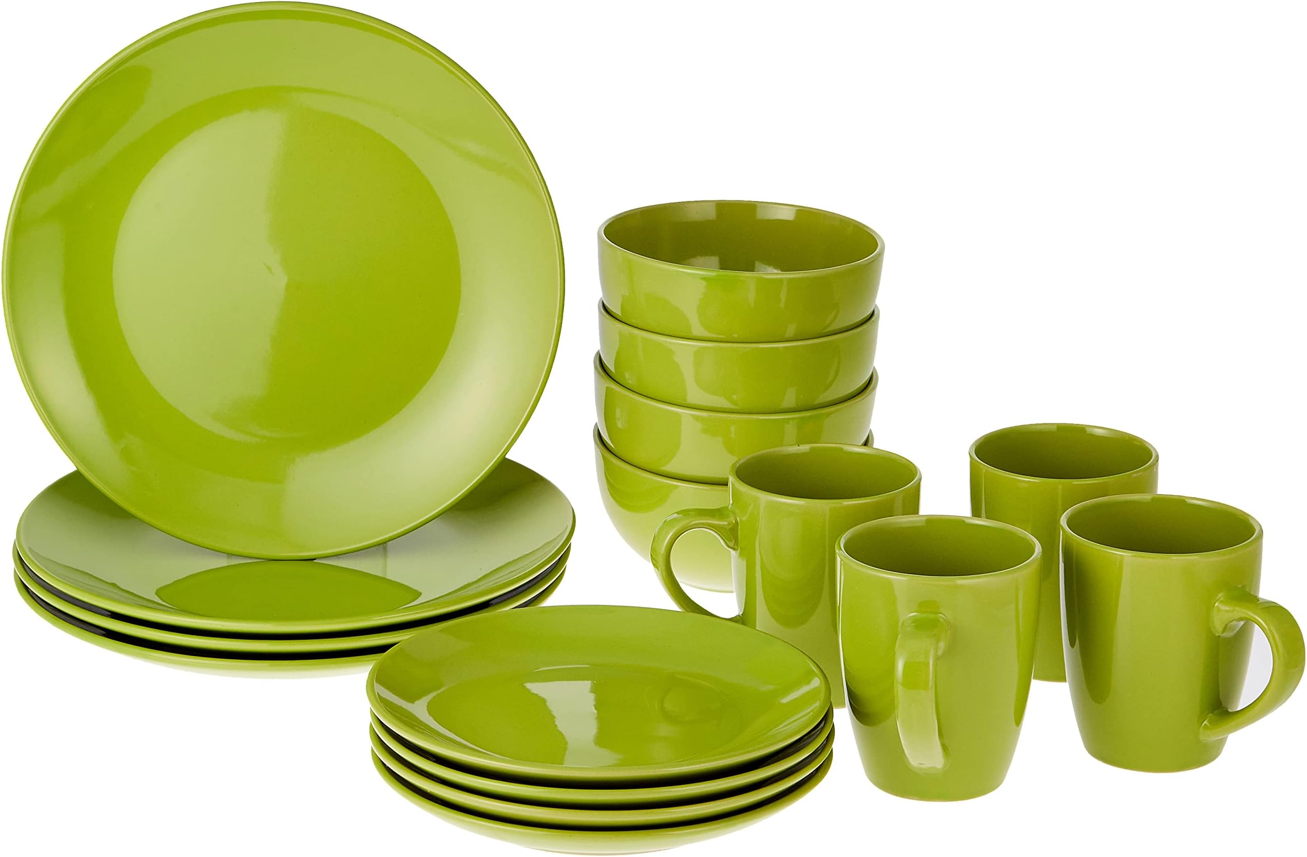 Stoneware Dinner Set, Green, Op-St-16-Agreen, 16 Pieces