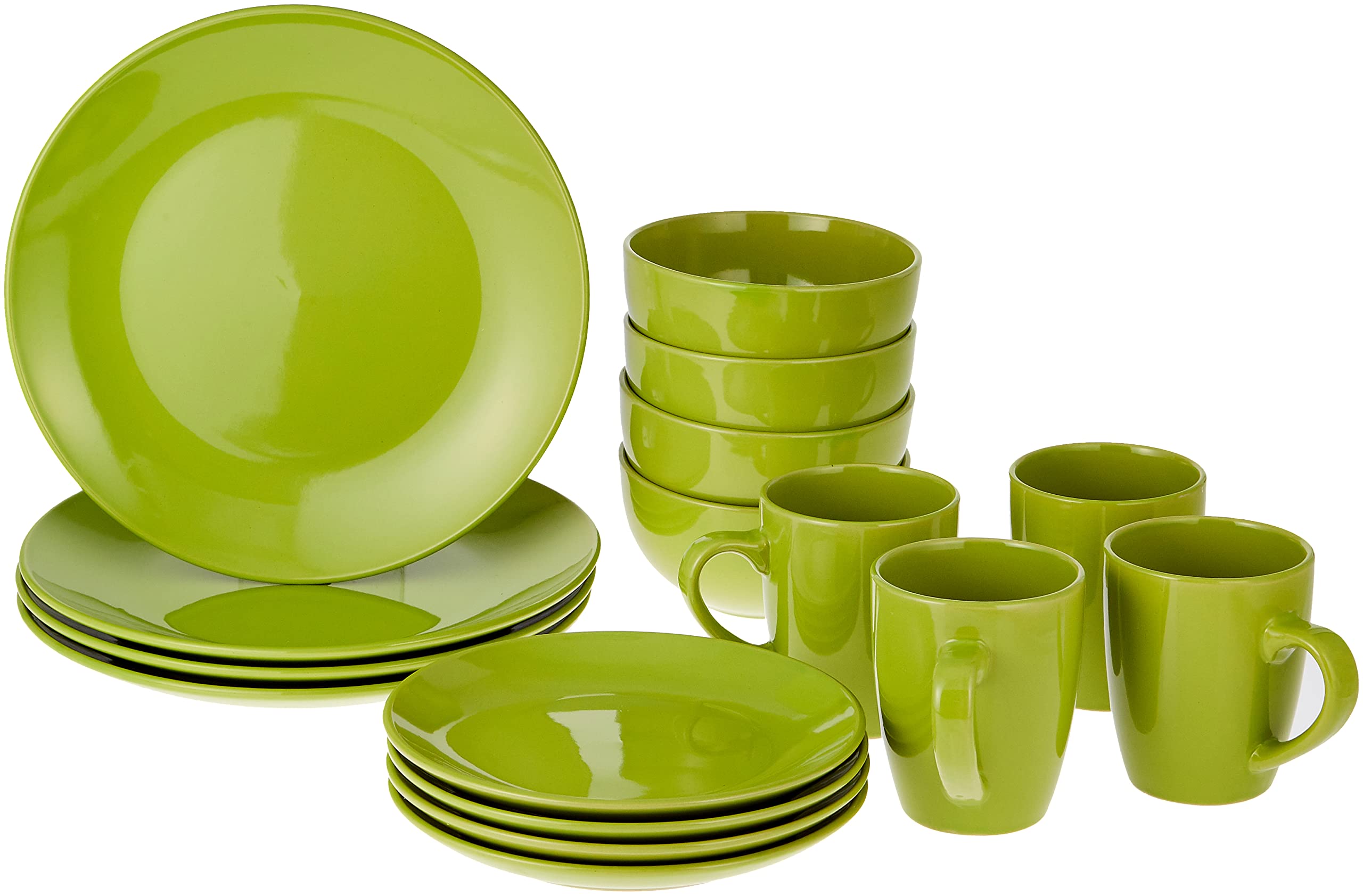 Stoneware Dinner Set, Green, Op-St-16-Agreen, 16 Pieces