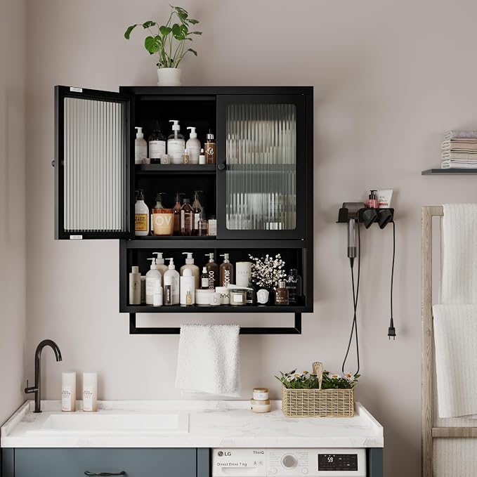 Botiquín de pared moderno para baño color negro miniatura 4